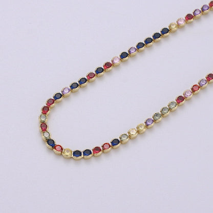 Micro Pave Tennis Chain / 14k Gold Filled / Micro Pave Choker Chain / Tennis Chain Choker Necklace Multi Color Rainbow CZ Chain | CN-779, CN-896  Clearance Pricing