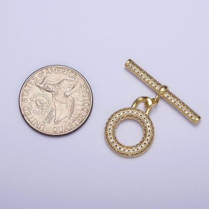 Micro Paved 24K Gold Filled Toggle Clasps For Necklace Bracelet Findings L-920