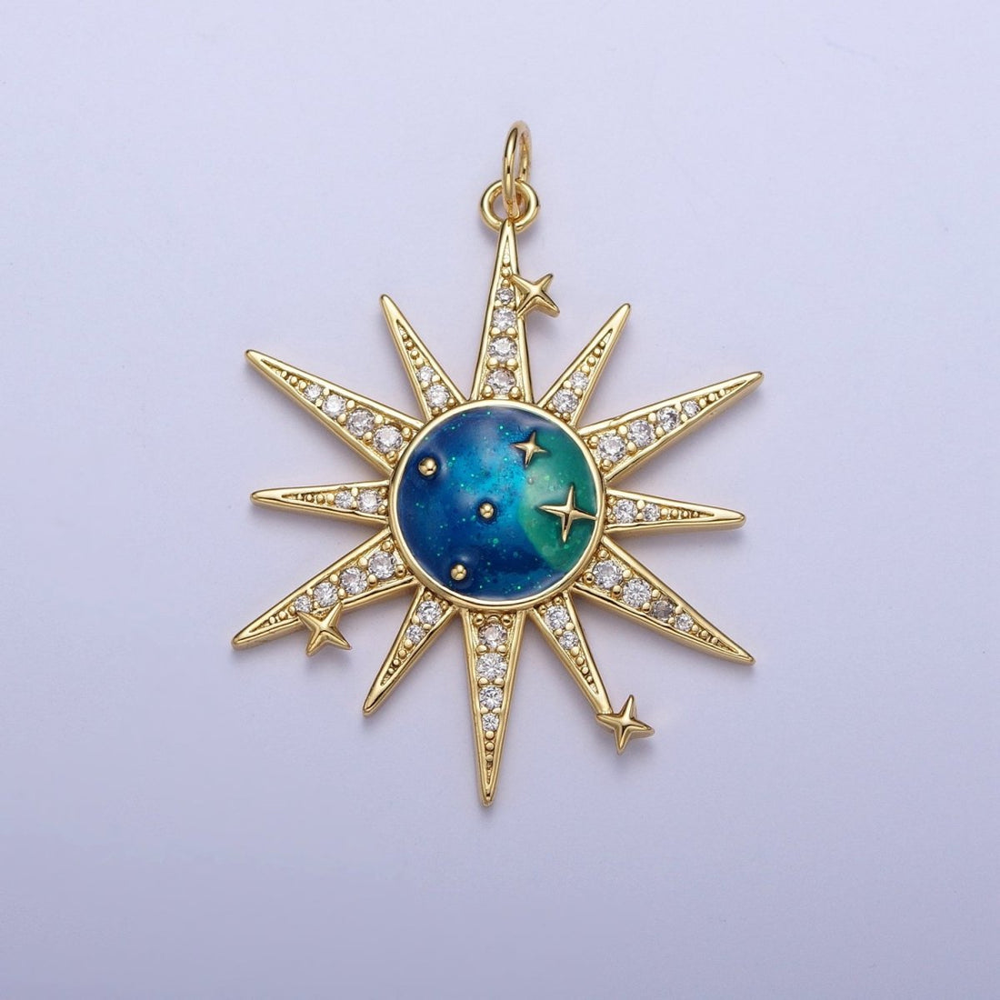 Micro Paved Celestial Space Galaxy Enamel Stars &amp; Sun Charm For Jewelry Making | X-709