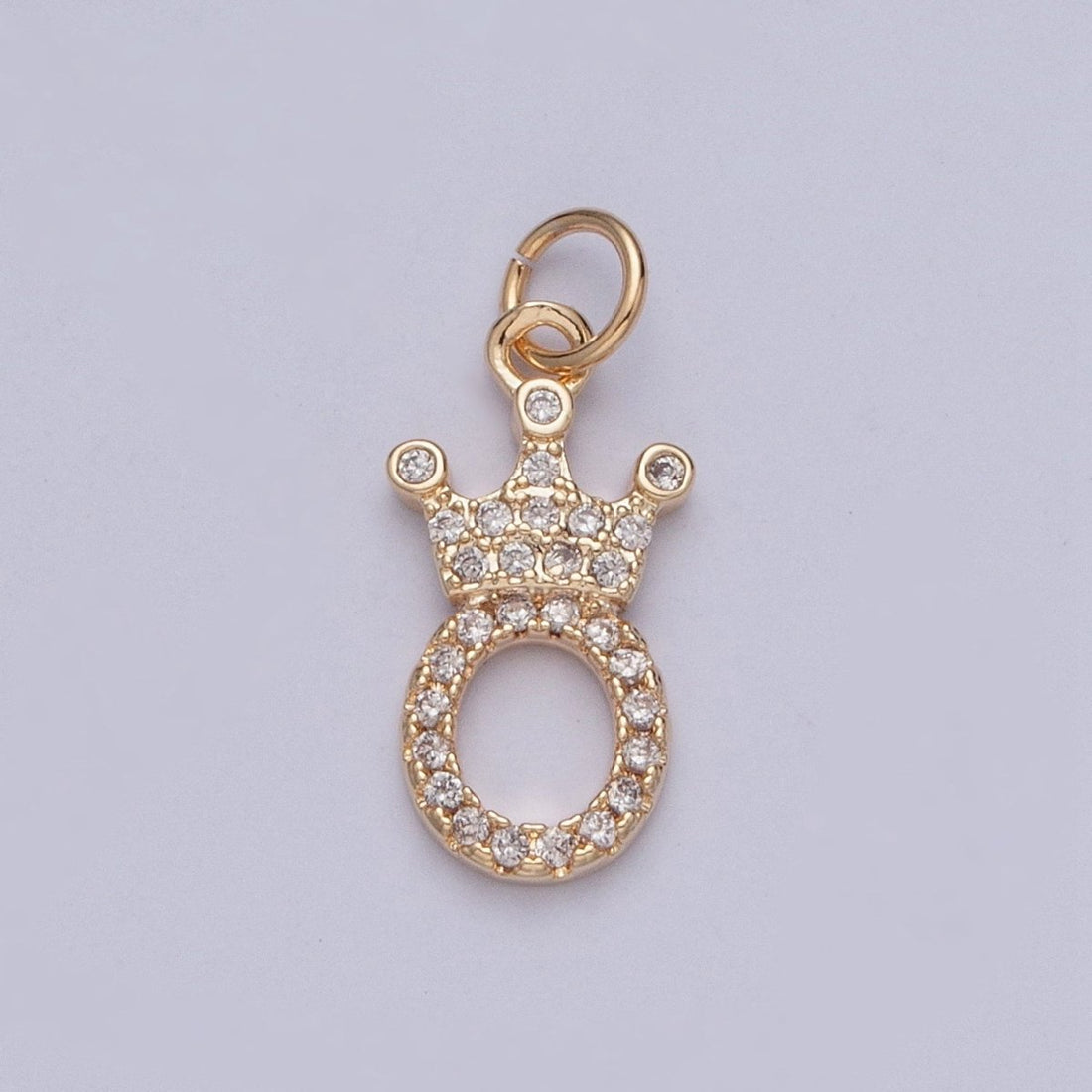 Micro Paved Cubic Zirconia Oval O Royalty Crown Charm For Jewelry Making Component | X-209