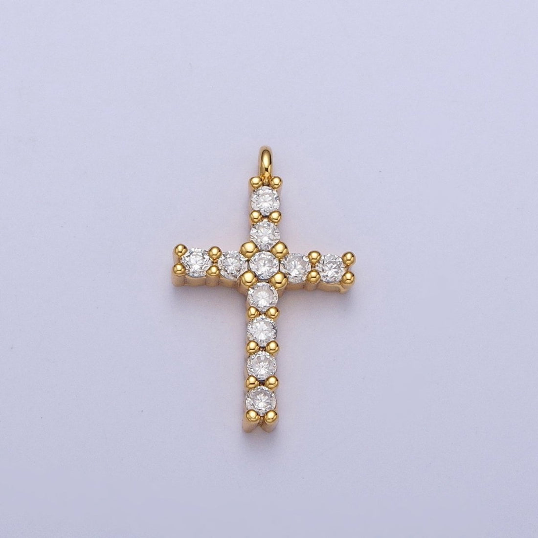 14K Gold Filled 15mm Micro Paved CZ Religious Cross Charm in Gold &amp; Silver | C877