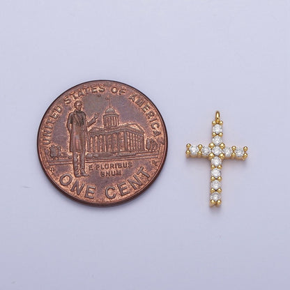 14K Gold Filled 15mm Micro Paved CZ Religious Cross Charm in Gold &amp; Silver | C877
