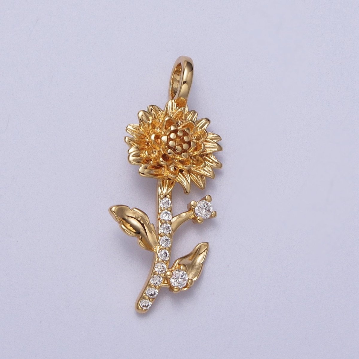 Micro Paved CZ Botanic Garden Birth Flower Gold Charm H-011 H-026 - H-032 H-038 H-040 H-041