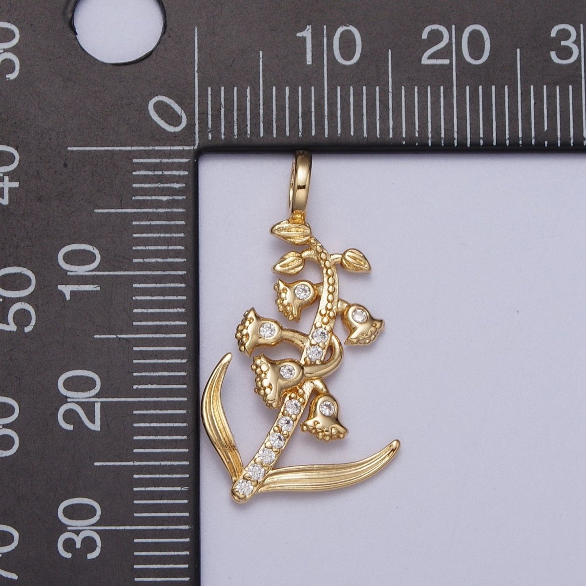 Micro Paved CZ Botanic Garden Birth Flower Gold Charm H-011 H-026 - H-032 H-038 H-040 H-041