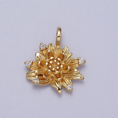Micro Paved CZ Botanic Garden Birth Flower Gold Charm H-011 H-026 - H-032 H-038 H-040 H-041