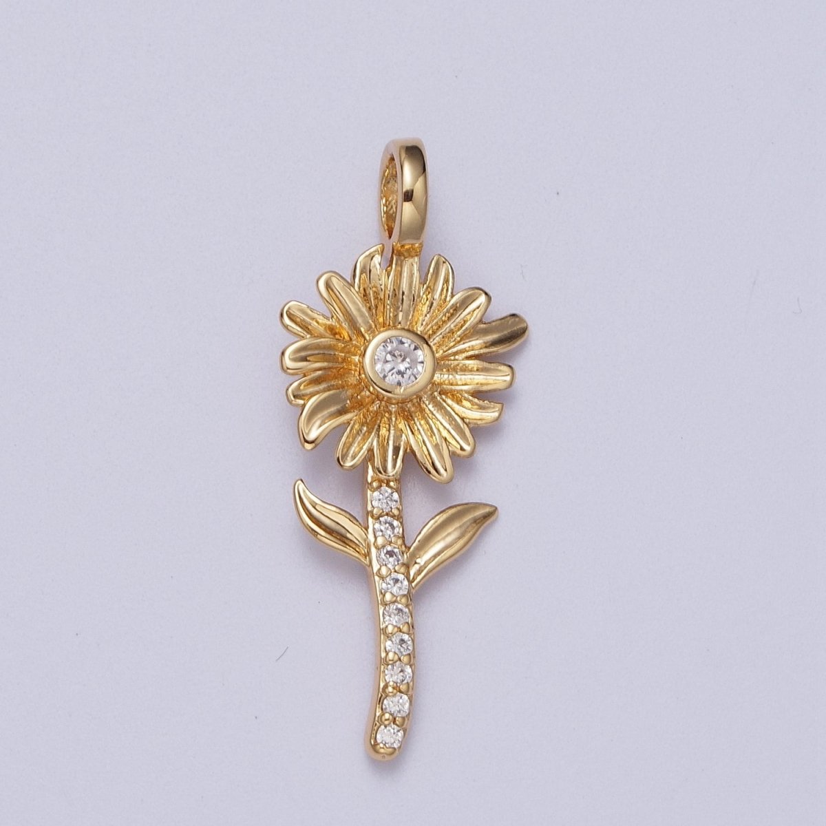 Micro Paved CZ Botanic Garden Birth Flower Gold Charm H-011 H-026 - H-032 H-038 H-040 H-041