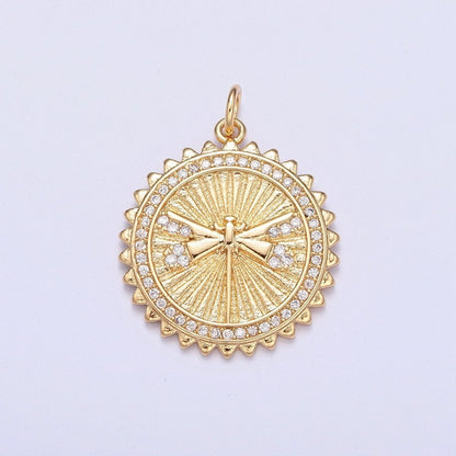 Micro Paved CZ Dragonfly Insect Textured Round Charm | X-109