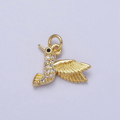 Micro Paved CZ Mini Gold Humming Bird Charm | N-520