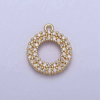 Micro Paved CZ Open Round Donut Gold Charm E-511