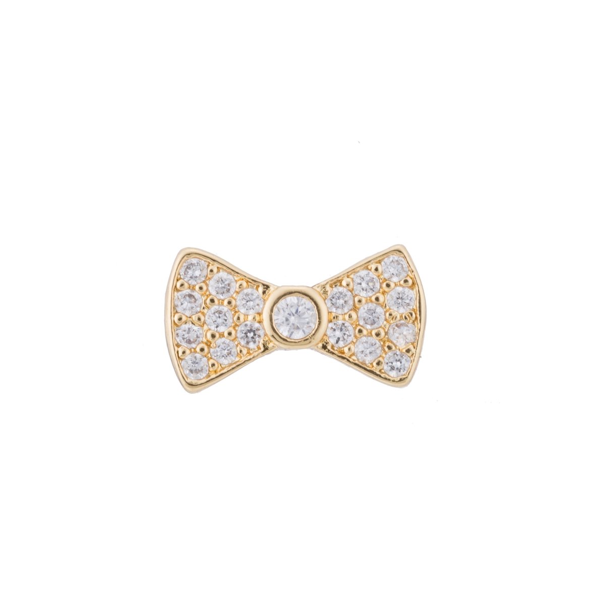 Micro Paved CZ / Turquoise Ribbon Bow Bead in Gold &amp; Silver | B-068