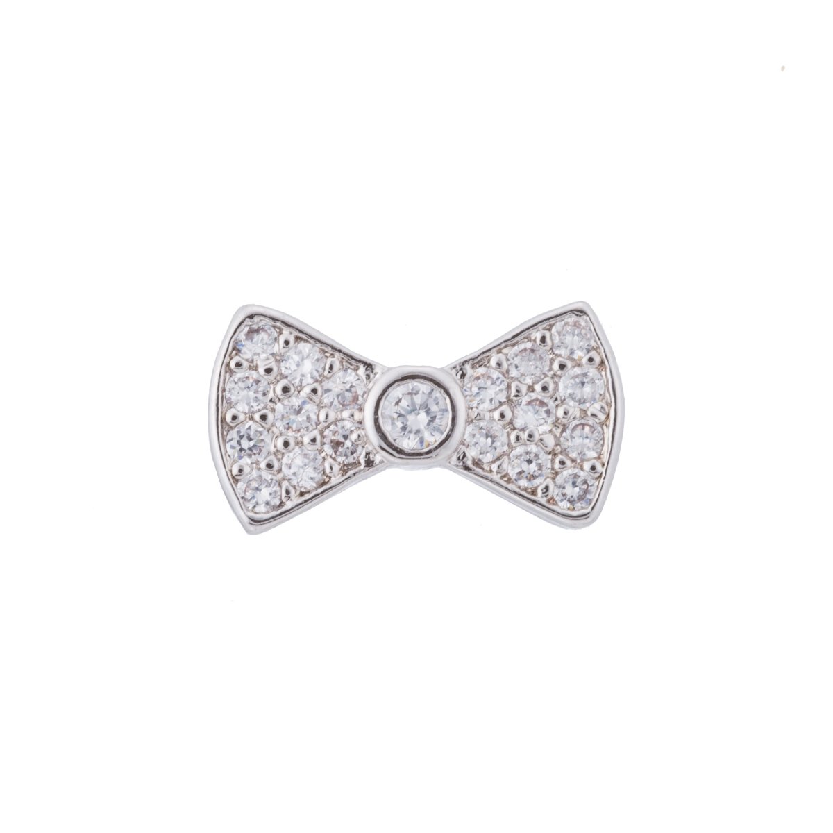 Micro Paved CZ / Turquoise Ribbon Bow Bead in Gold &amp; Silver | B-068