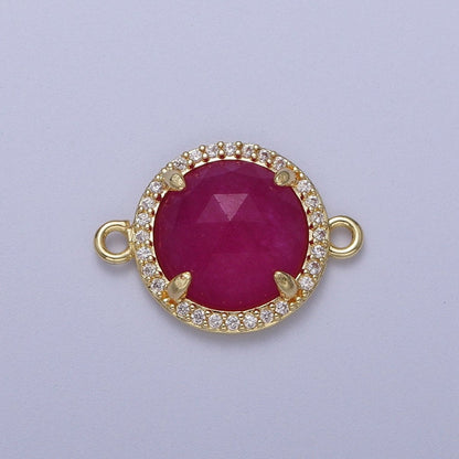 Micro Paved Multifaceted Natural Stone Round Connector | Y638 - Y644