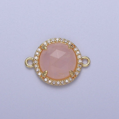 Micro Paved Multifaceted Natural Stone Round Connector | Y638 - Y644
