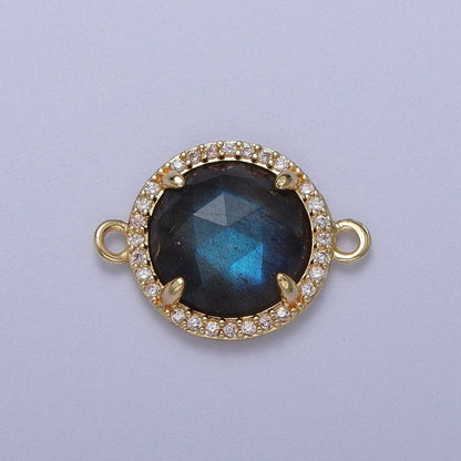 Micro Paved Multifaceted Natural Stone Round Connector | Y638 - Y644
