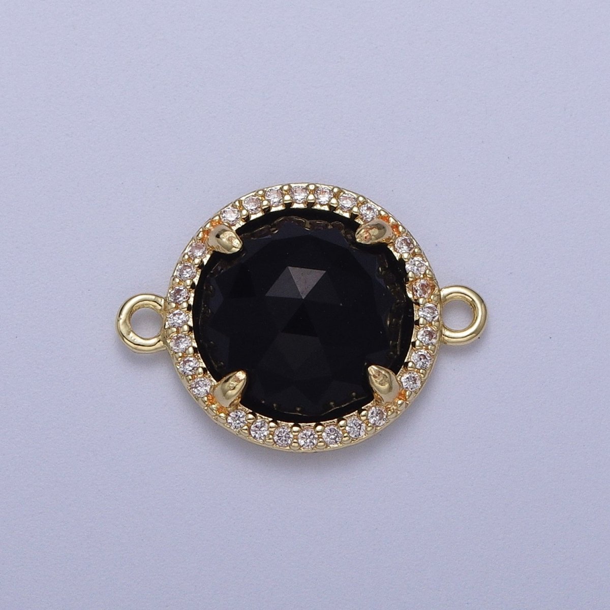 Micro Paved Multifaceted Natural Stone Round Connector | Y638 - Y644