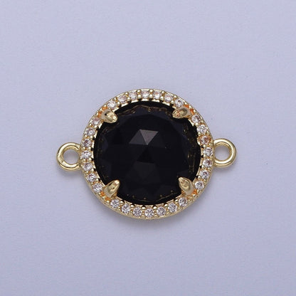 Micro Paved Multifaceted Natural Stone Round Connector | Y638 - Y644