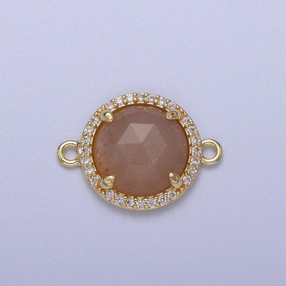 Micro Paved Multifaceted Natural Stone Round Connector | Y638 - Y644