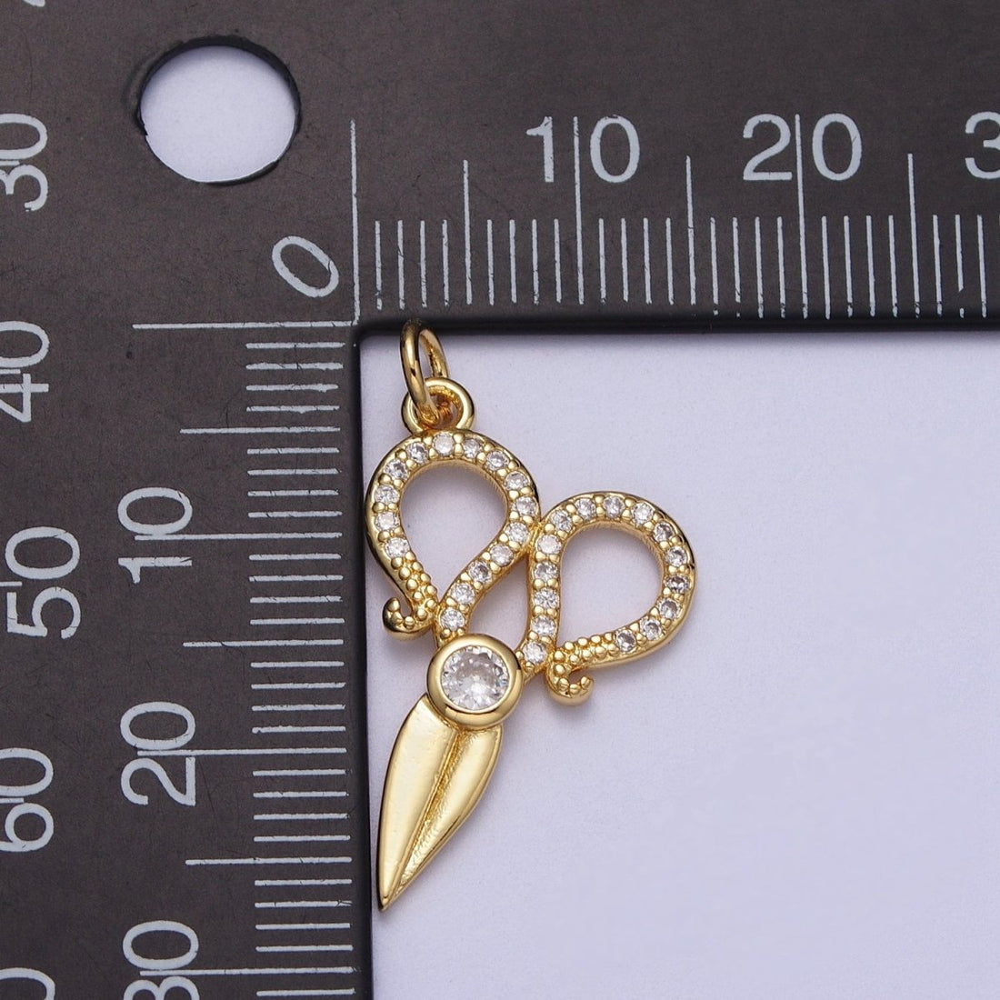 Micro Paved Scissors Cubic Zirconia Charm E-522