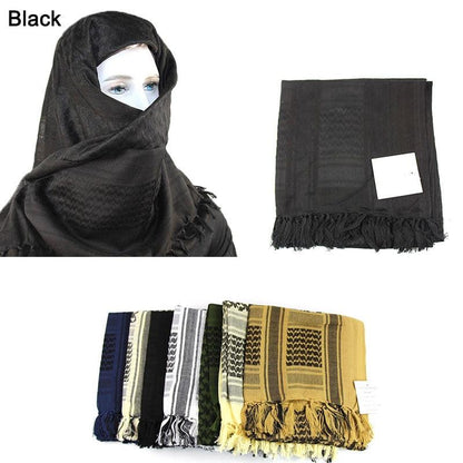 Military Arab Keffiyeh Shemagh Scarf Cotton Winter Shawl Neck Warmer Cover Head Wrap Windproof Tactical Camping Scarf Men Women Shemagh Keffiyeh Men Arab Kufiyah Keffiyeh Arabic Muslim Head Wrap Men Scarf Shawl