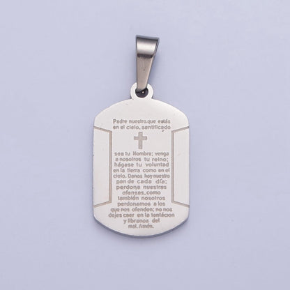 Military Tag Religious Stainless Steel Cross Engraved with the Spanish Lord&