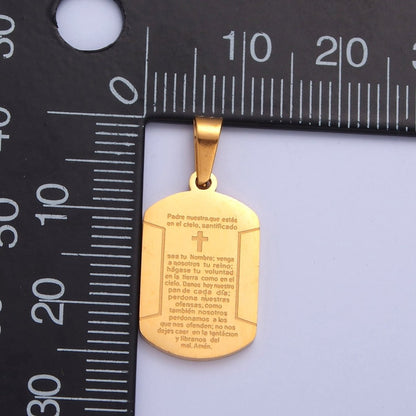 Military Tag Religious Stainless Steel Cross Engraved with the Spanish Lord&