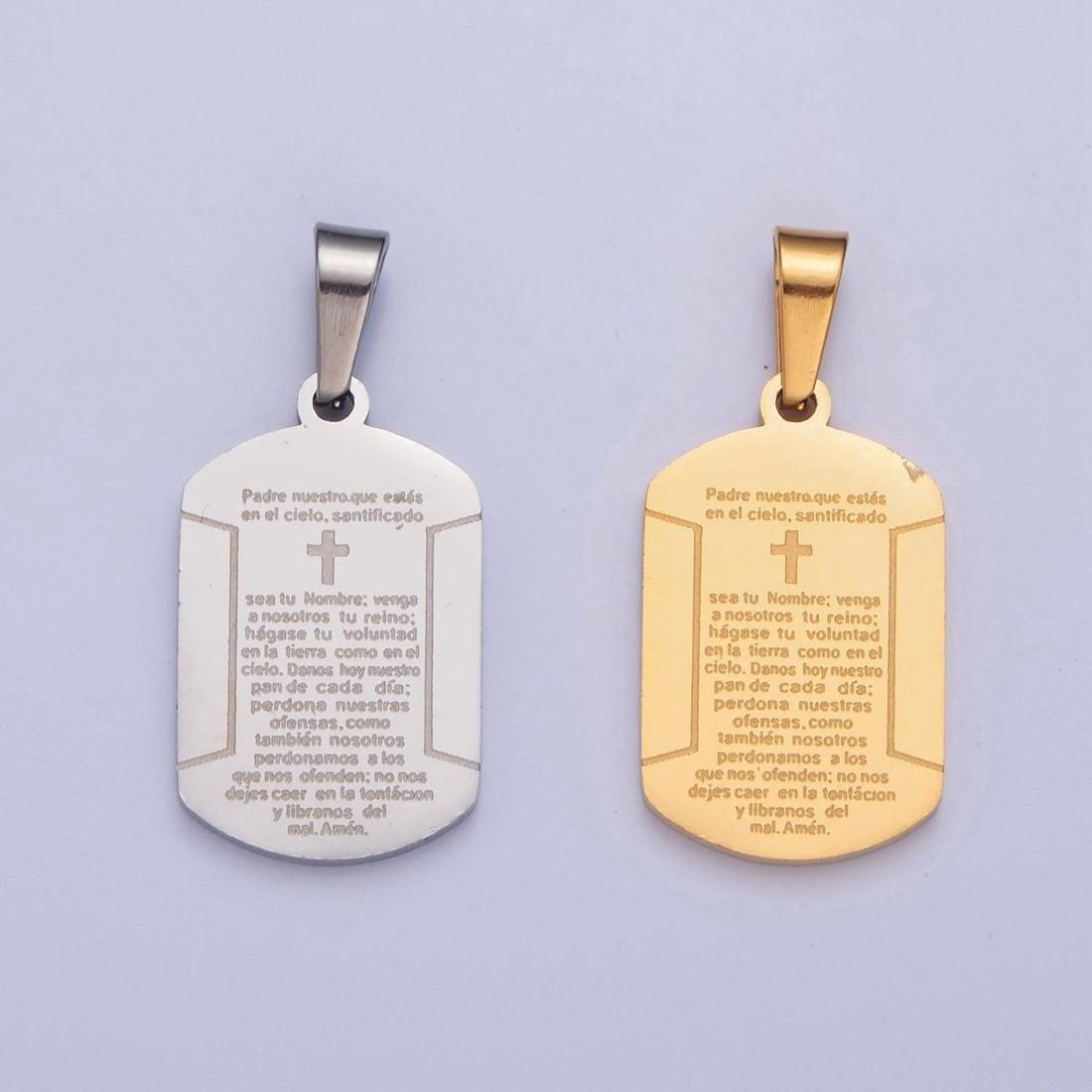 Military Tag Religious Stainless Steel Cross Engraved with the Spanish Lord&