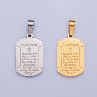 Military Tag Religious Stainless Steel Cross Engraved with the Spanish Lord&