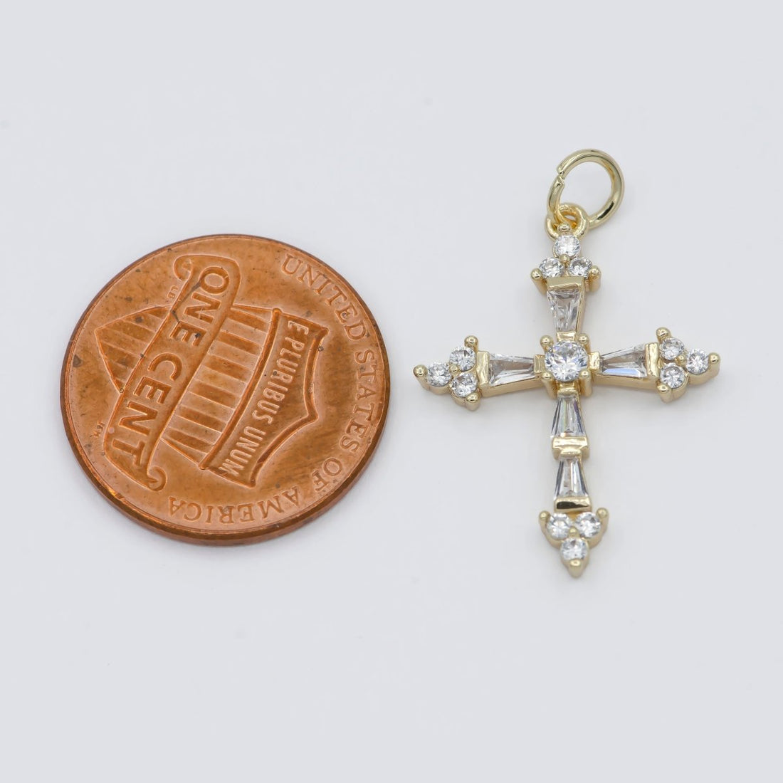 Mini 14k Gold Filled Cross Pendant, Cubic Micro Pave Baguette cross charm CZ Pendant Religious Necklace Pendant Jewelry Making E-604