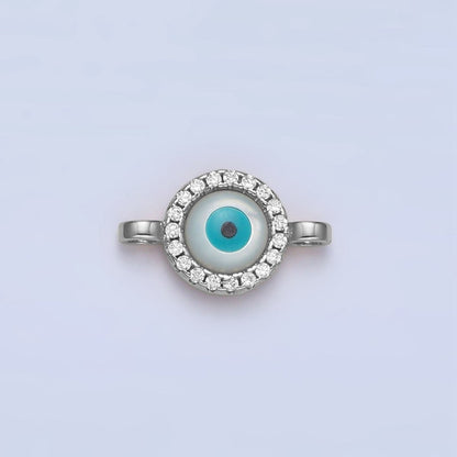 Mini 14K Gold Filled CZ Micro Pave Evil Eye Link Connector in Gold &amp; Silver Y-444 Y-445