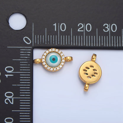 Mini 14K Gold Filled CZ Micro Pave Evil Eye Link Connector in Gold &amp; Silver Y-444 Y-445