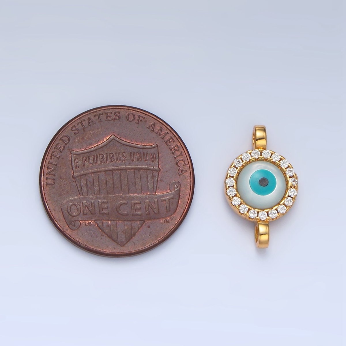 Mini 14K Gold Filled CZ Micro Pave Evil Eye Link Connector in Gold &amp; Silver Y-444 Y-445