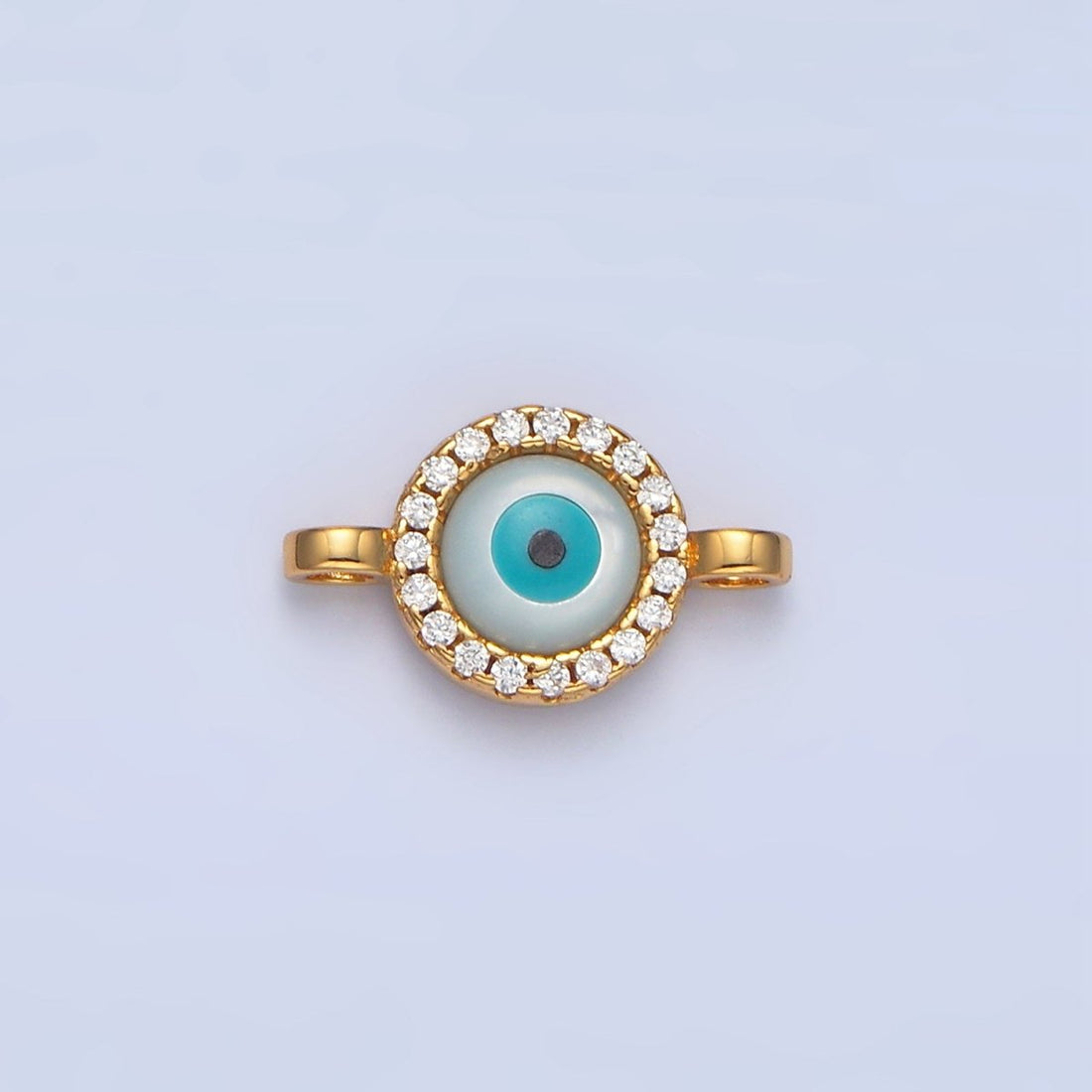 Mini 14K Gold Filled CZ Micro Pave Evil Eye Link Connector in Gold &amp; Silver Y-444 Y-445