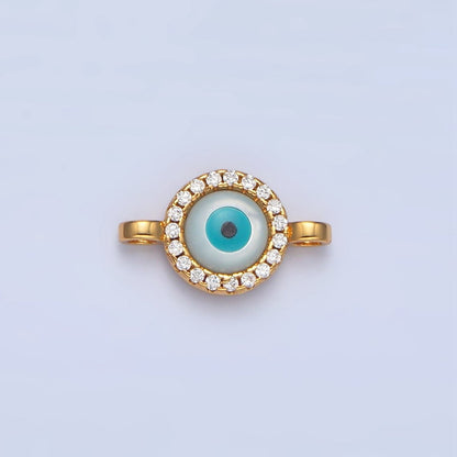 Mini 14K Gold Filled CZ Micro Pave Evil Eye Link Connector in Gold &amp; Silver Y-444 Y-445