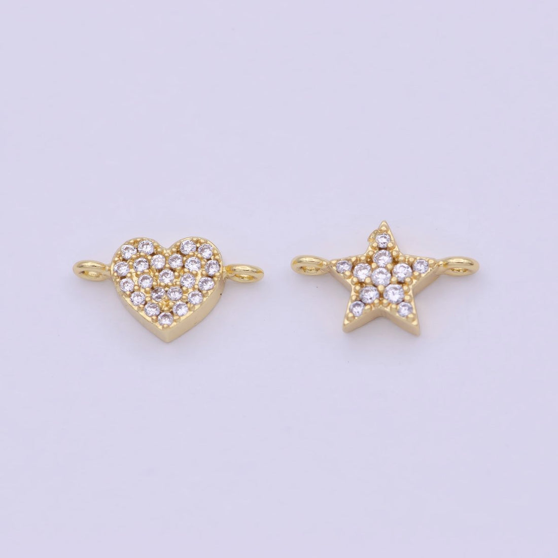 Mini 14k Gold Filled Heart, Star Charm Connector for Bracelet Necklace Earring Link Connector Supply F-001 F-003