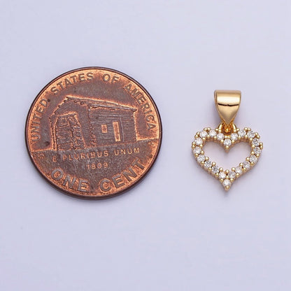 Mini 16k Gold Filled Heart Pendant Micro Pave Heart Charm AA313 AA314