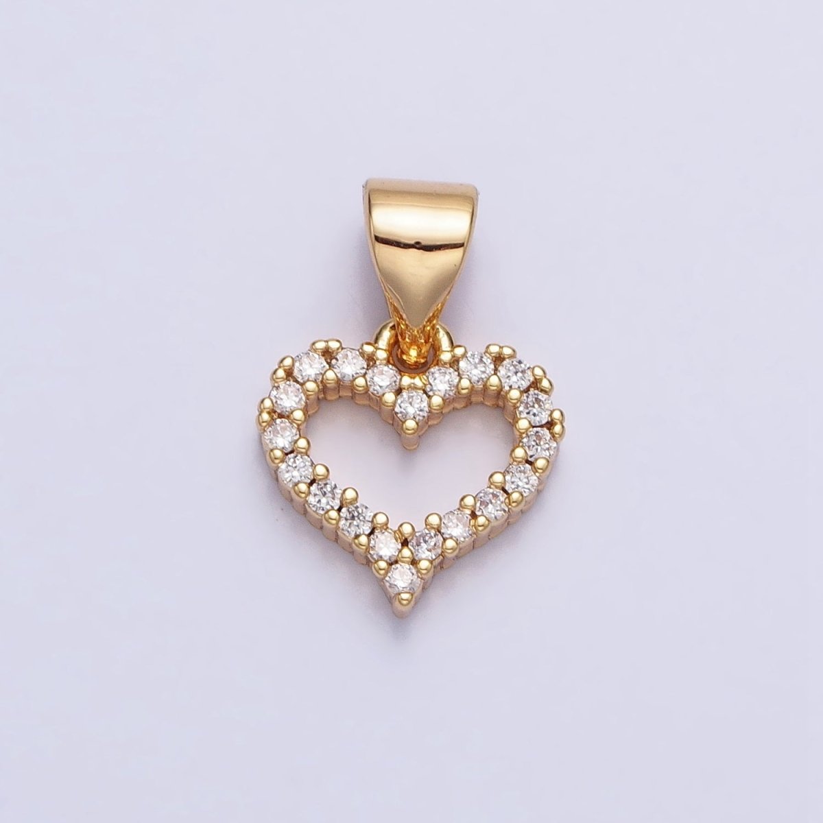 Mini 16k Gold Filled Heart Pendant Micro Pave Heart Charm AA313 AA314