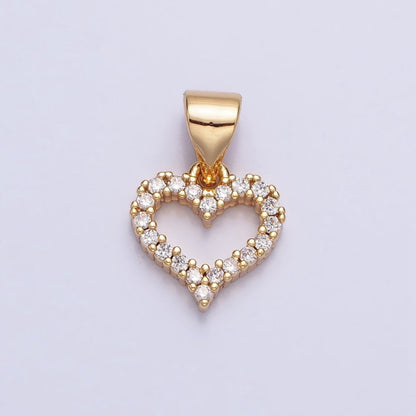Mini 16k Gold Filled Heart Pendant Micro Pave Heart Charm AA313 AA314