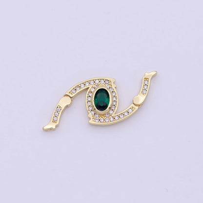 Mini 24k Gold CZ Micro Pave Clasp Evil Eye Lock Clasp, Interlock Micro pave Clasp Fastener for Bracelet Necklace Connector Clasp L-566 L-567