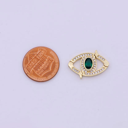 Mini 24k Gold CZ Micro Pave Clasp Evil Eye Lock Clasp, Interlock Micro pave Clasp Fastener for Bracelet Necklace Connector Clasp L-566 L-567