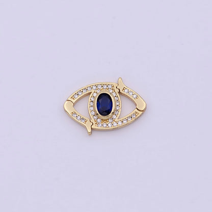 Mini 24k Gold CZ Micro Pave Clasp Evil Eye Lock Clasp, Interlock Micro pave Clasp Fastener for Bracelet Necklace Connector Clasp L-566 L-567