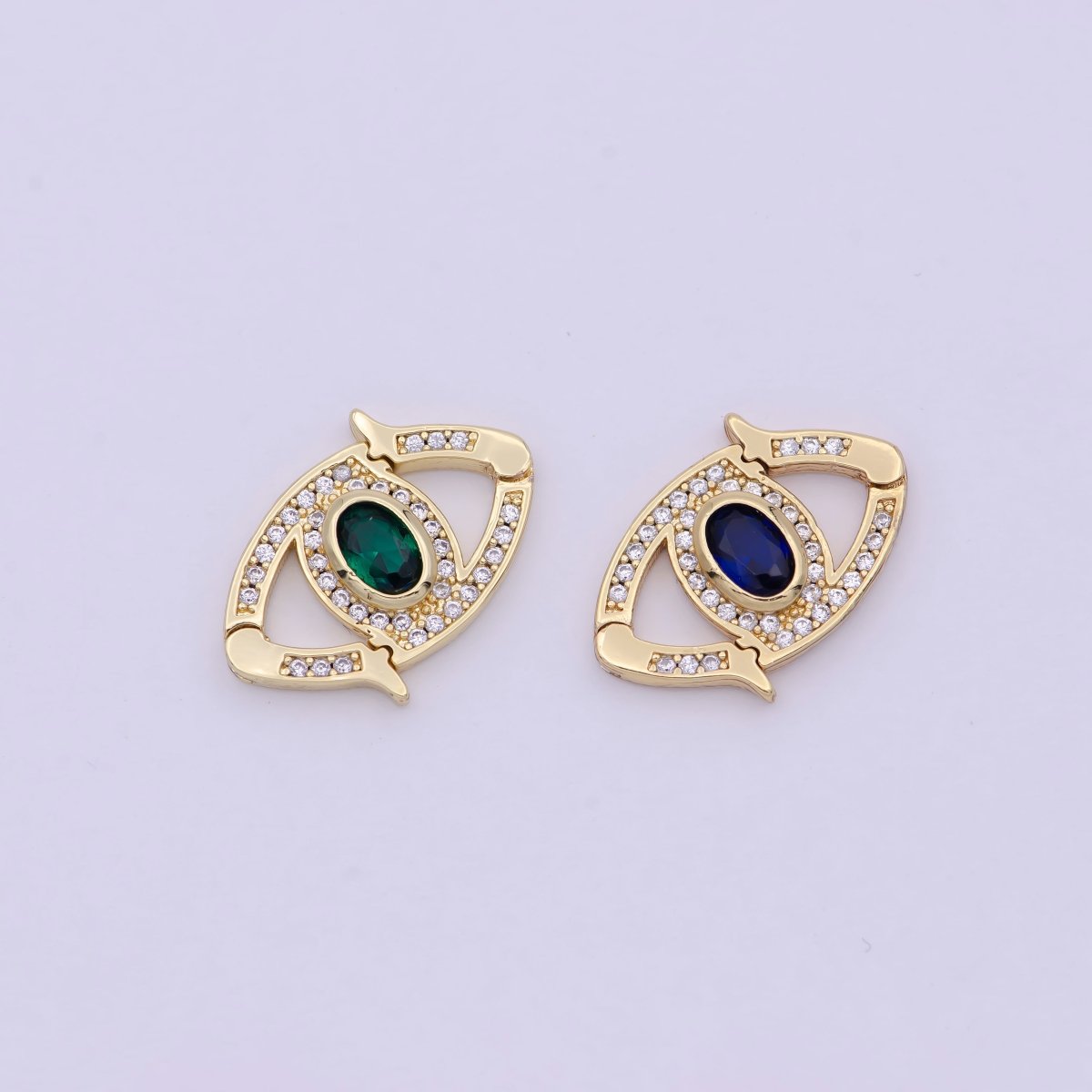 Mini 24k Gold CZ Micro Pave Clasp Evil Eye Lock Clasp, Interlock Micro pave Clasp Fastener for Bracelet Necklace Connector Clasp L-566 L-567