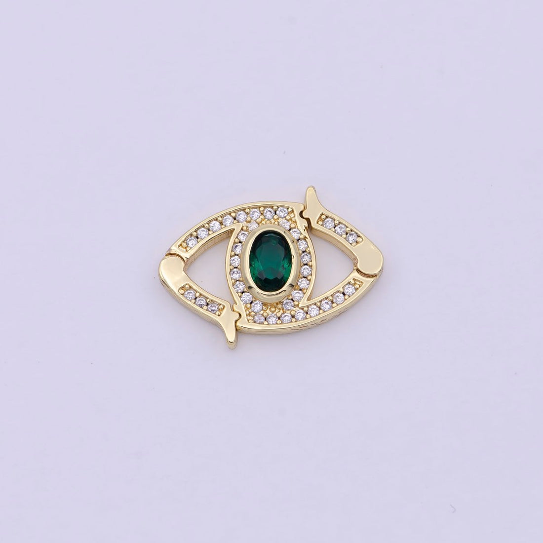 Mini 24k Gold CZ Micro Pave Clasp Evil Eye Lock Clasp, Interlock Micro pave Clasp Fastener for Bracelet Necklace Connector Clasp L-566 L-567