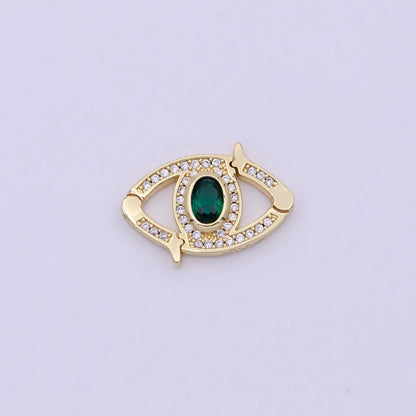 Mini 24k Gold CZ Micro Pave Clasp Evil Eye Lock Clasp, Interlock Micro pave Clasp Fastener for Bracelet Necklace Connector Clasp L-566 L-567