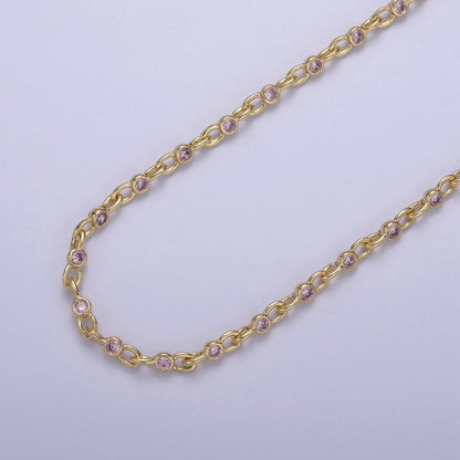 Mini 24k Gold Filled Chain Round CZ Chain by Foot / Yard Bulk Chain Round Bezel Cut Cubic Chains 2.5mm CZ Chain Unsoldered | ROLL-750 ROLL-753 Clearance Pricing