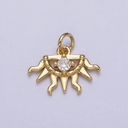 Mini 24K Gold Filled Half Celestial Sun Charm Bohemian Charm N-400