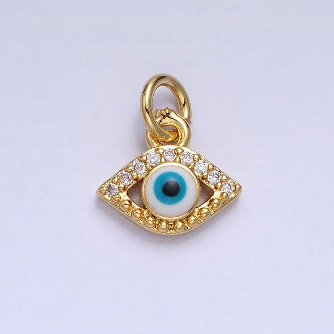 Mini 24K Gold Filled Micro Pave Evil Eye Pendant Add-On Charm Enamel Jewelry | AC457