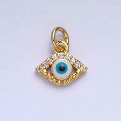 Mini 24K Gold Filled Micro Pave Evil Eye Pendant Add-On Charm Enamel Jewelry | AC457