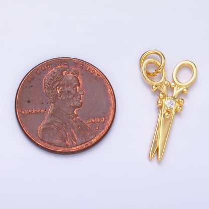 Mini 24K Gold Filled Micro Paved Scissors Charm M-318