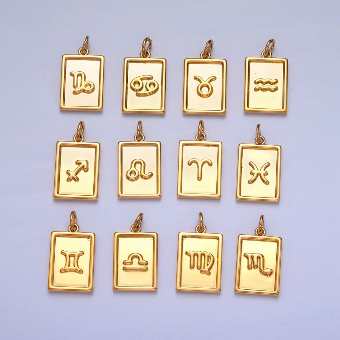 Mini 24k Gold Filled Tag Zodiac Charm Dainty Tile Astrological Zodiac Signs Add on Charm A-A1427-A-A1432