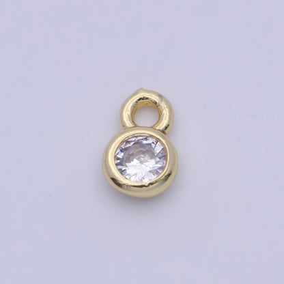 Mini 4mm Round Clear Cubic Zirconia Charm AG-139